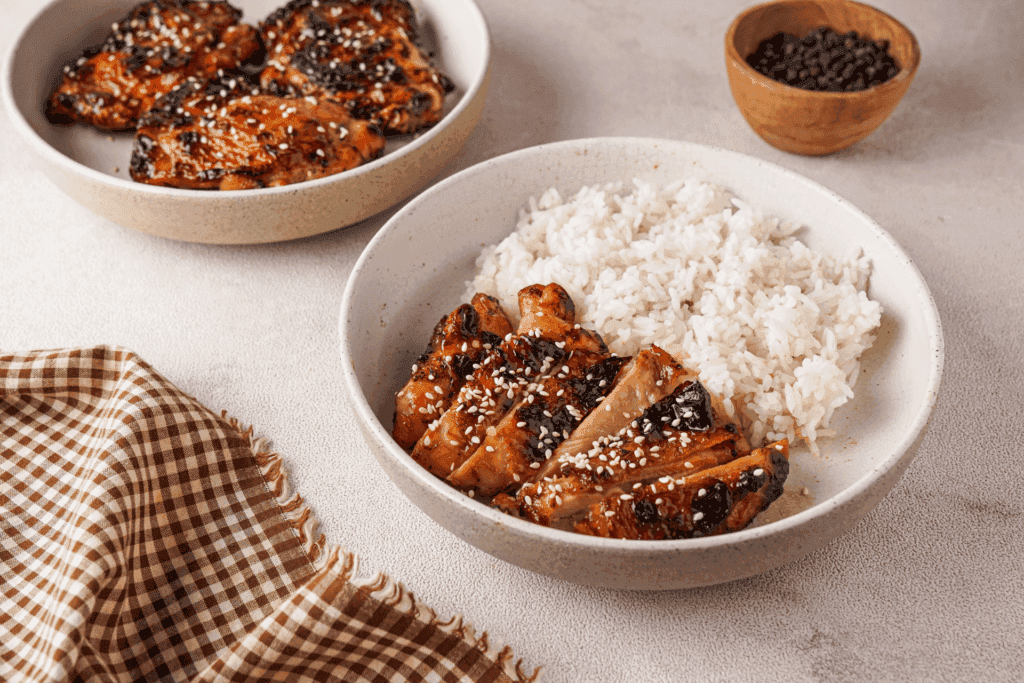 Air fryer chicken teriyaki with rice