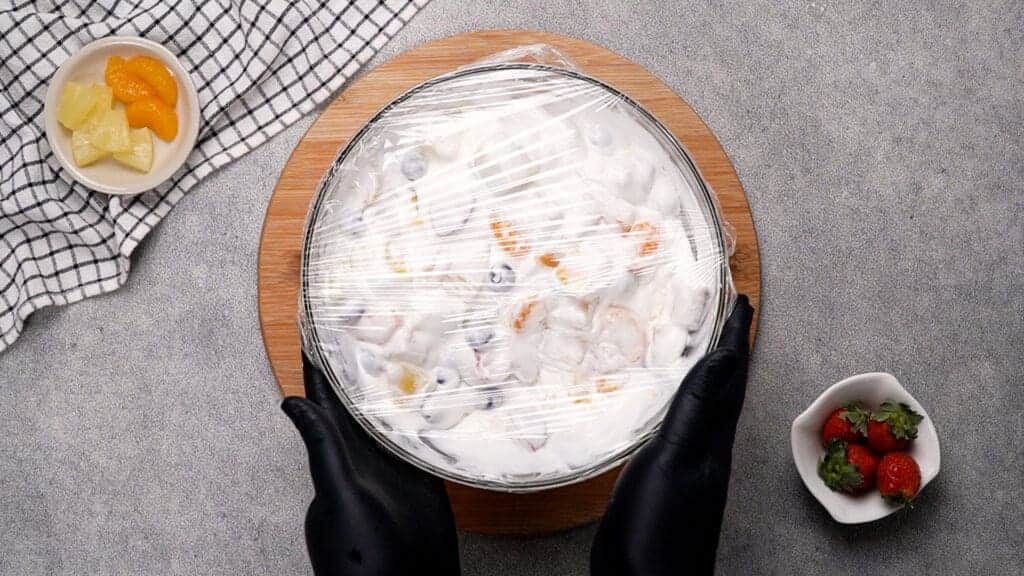 Cover the bowl with plastic
