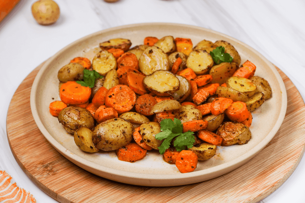 roasted potatoes and carrots