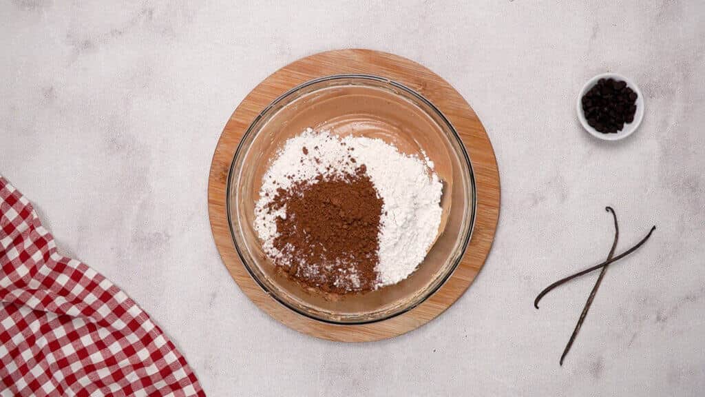 the flour and cocoa powder
