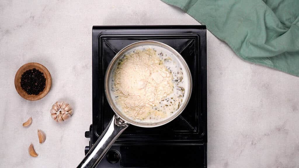 stir in heavy cream for my garlic parmesan sauce