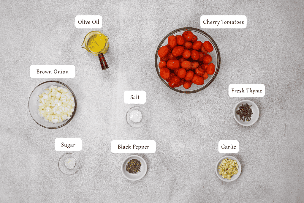 ingredients for cherry tomato sauce recipe