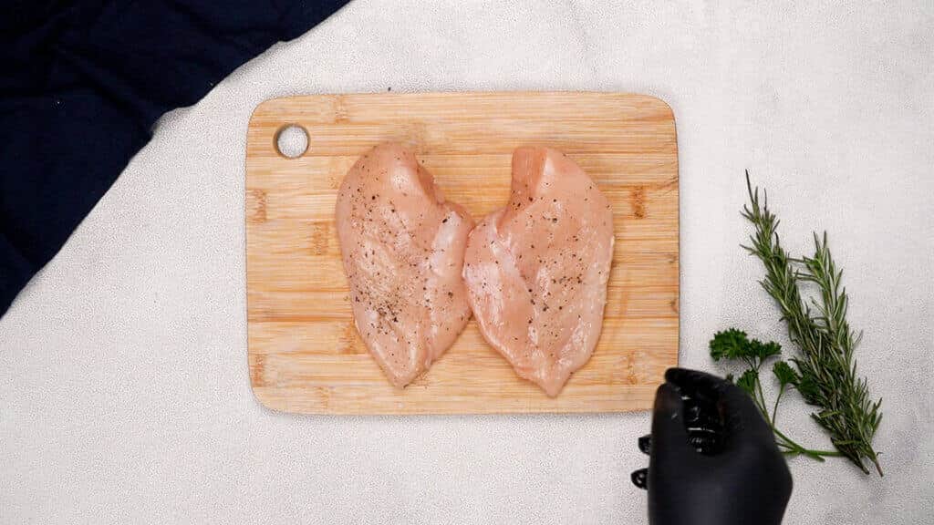 Seasoning with salt and pepper