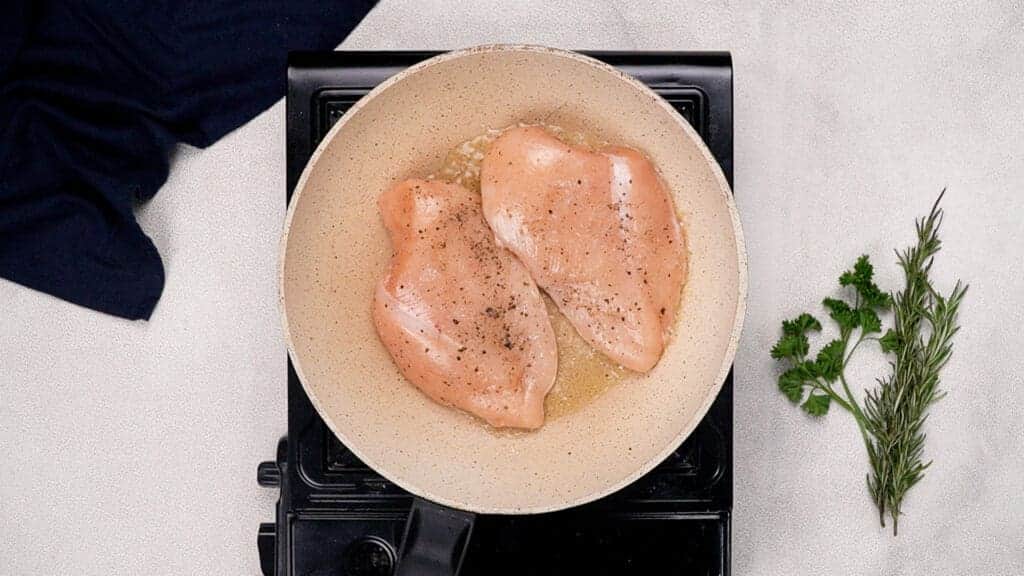 Put the meat in the pan