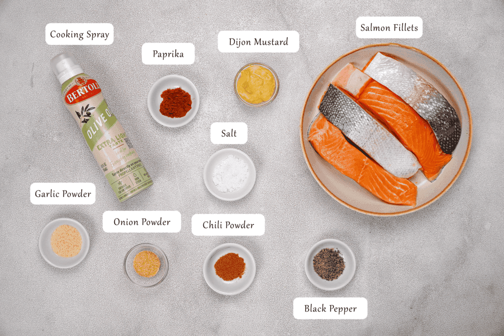 Ingredients for the salmon air fryer recipe