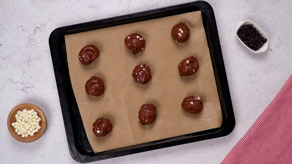 Cookies dough in a baking sheet