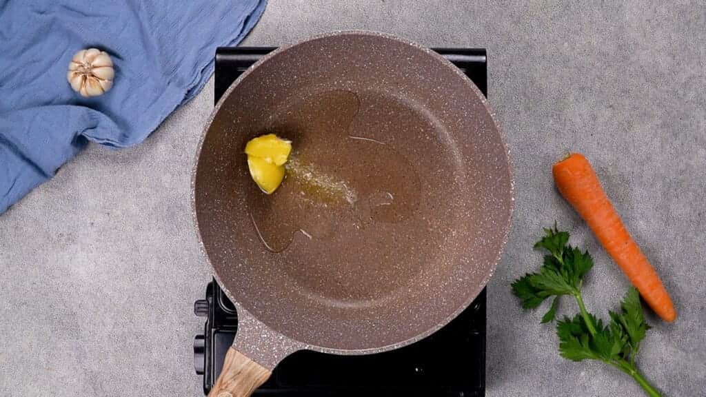 Melting butter in the saucepan