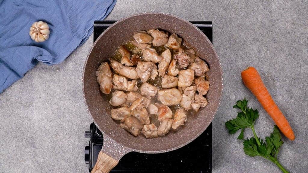 Browning the chicken