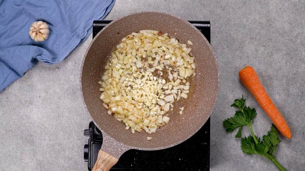 Garlic and Onion in the saucepan