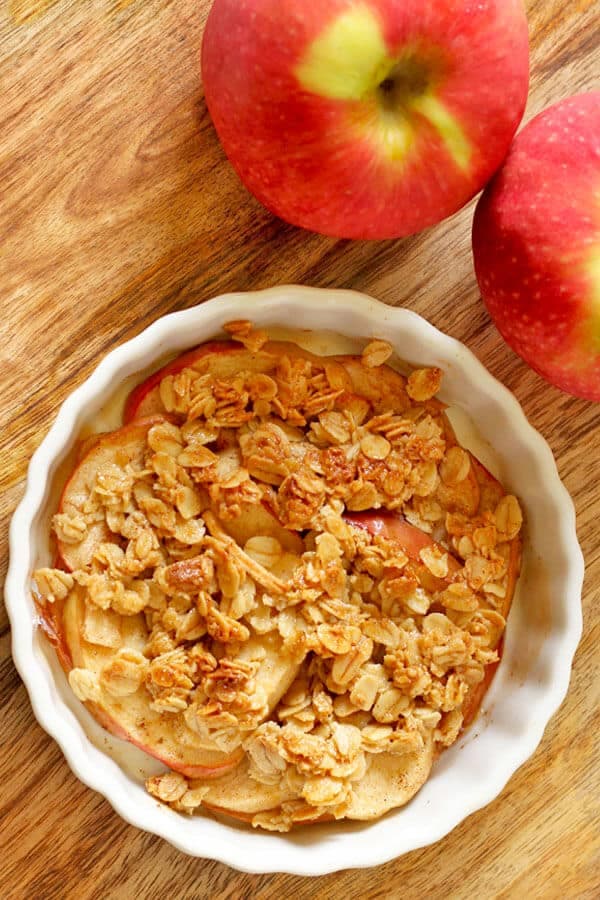 close up of individual apple crisp