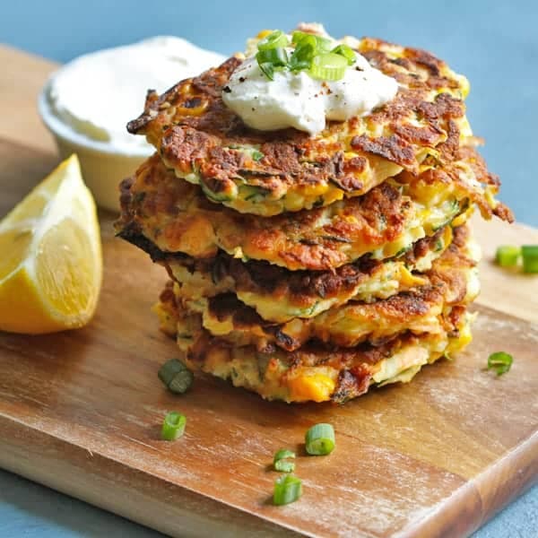 zucchini and haloumi fritters