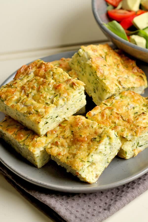 pieces of zucchini slice on a plate.