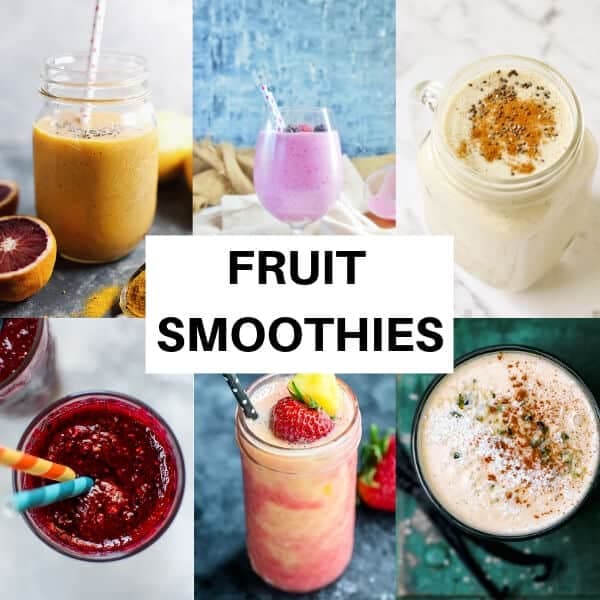 collage of fruit smoothies