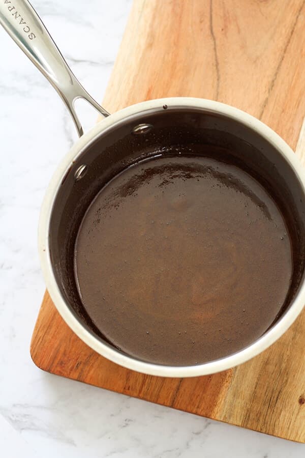 balsamic glaze in a steel saucepan. 