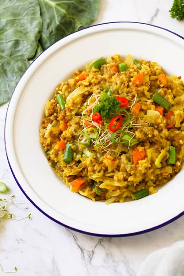 beef chow mein on a white plate.