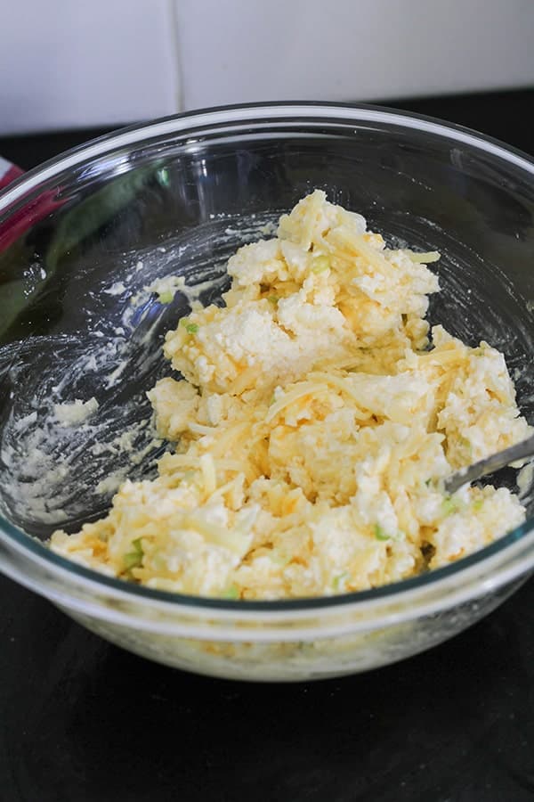 cheese mixed in a bowl.