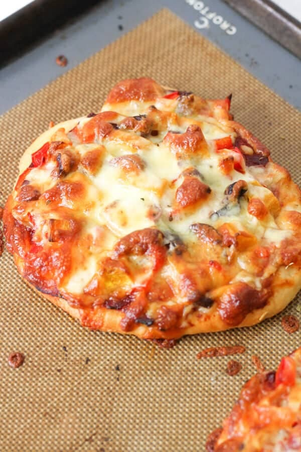 Roast Pumpkin Pizza on a baking tray.