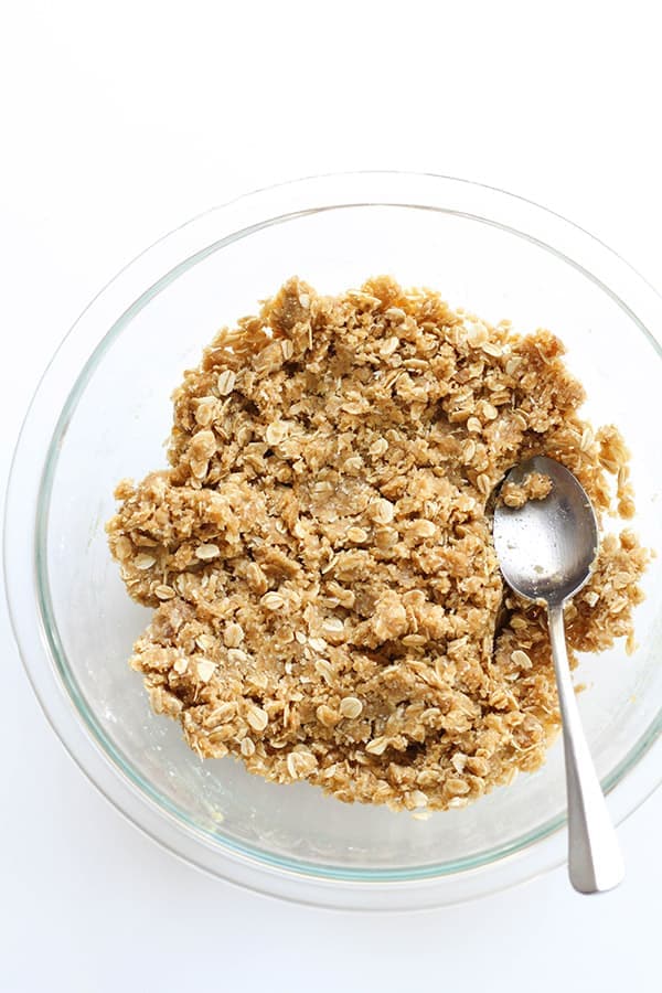 slice mixture in a glass bowl.