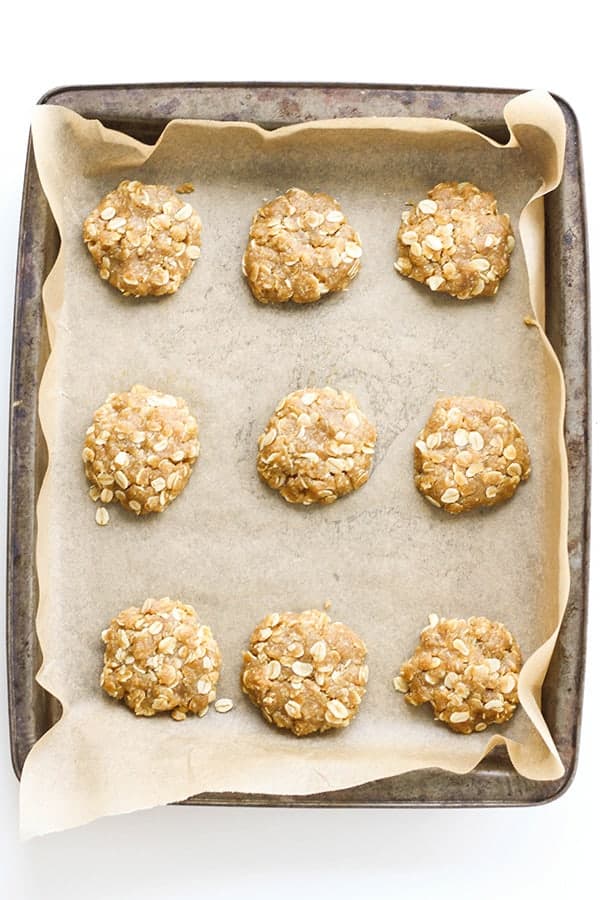 unbaked biscuits on a baking tray.