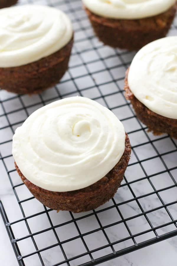 cupcakes on a wire rack.