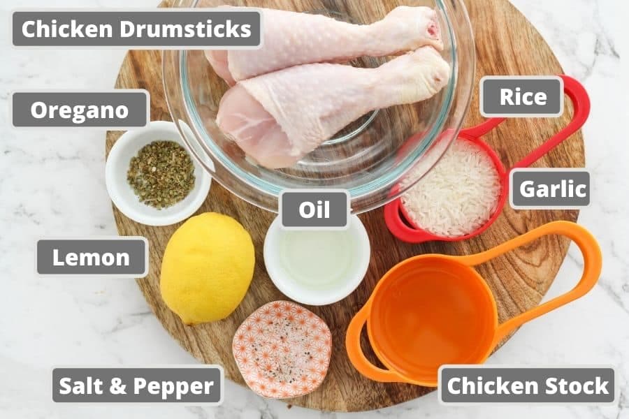 ingredients on a wooden board.