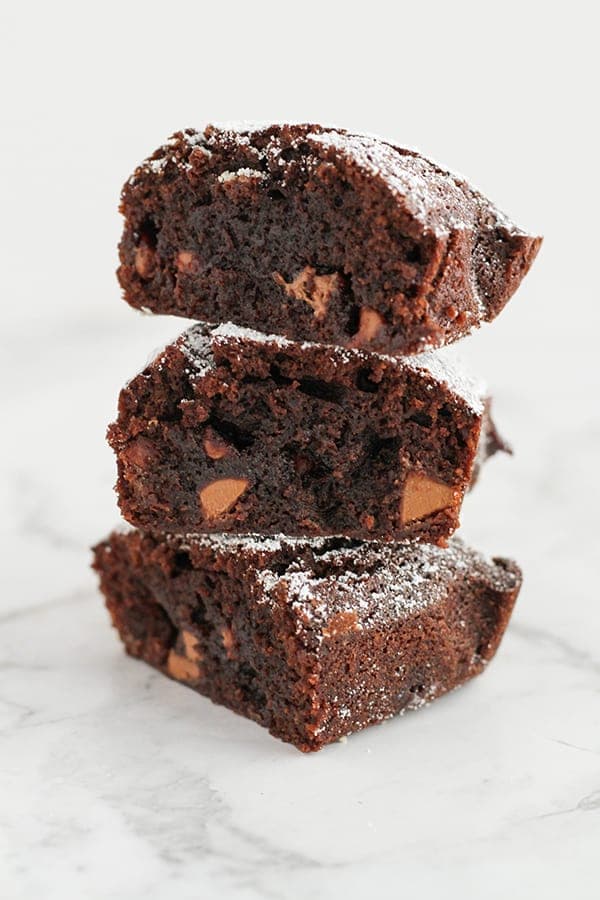 a stack of air fryer brownies