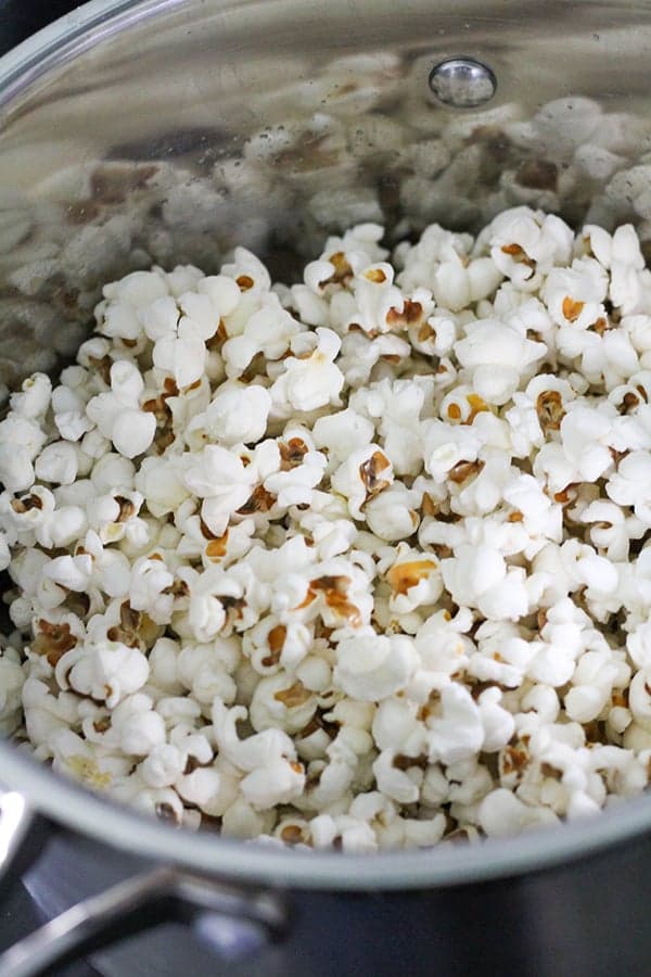 popcorn in a saucepan.