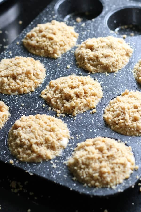 mixture in a muffin tray ready for the oven.