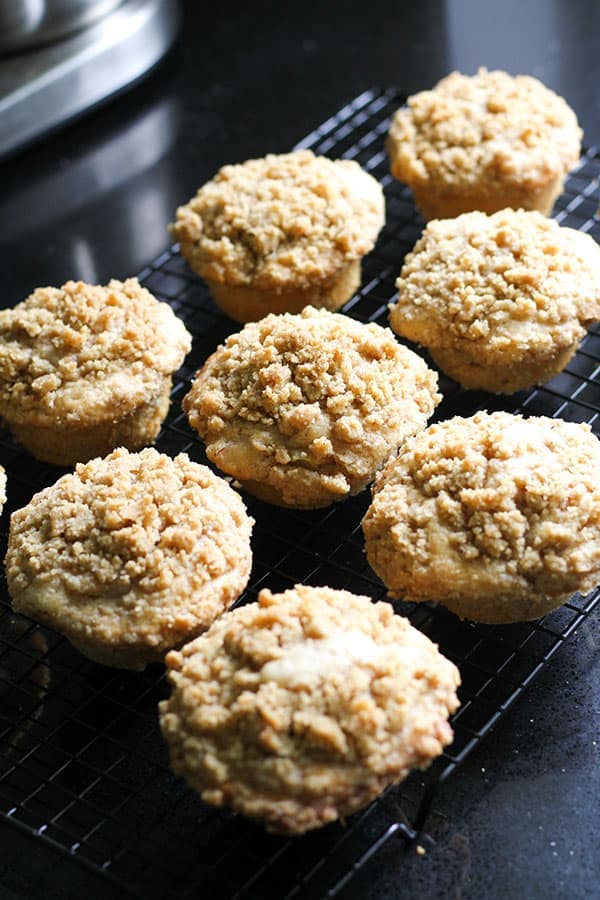 muffins on a wire cooling rack.