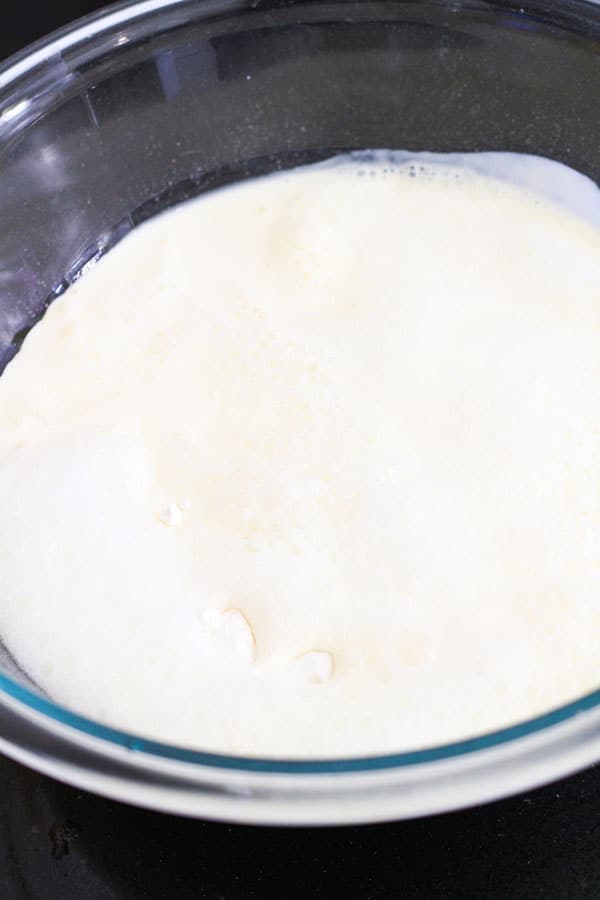 scone ingredients in a glass bowl.