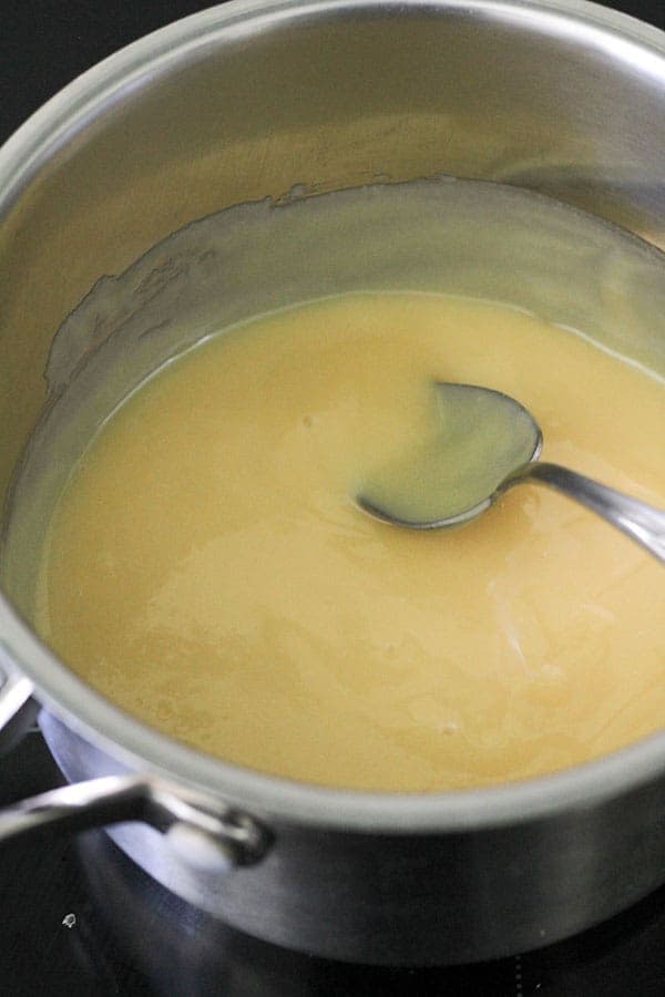 caramel in a saucepan.