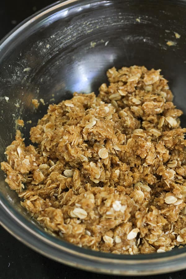 biscuit mixture in a glass bowl.