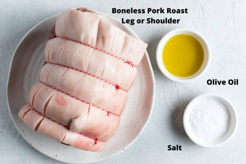 roast pork ingredients on a white background.