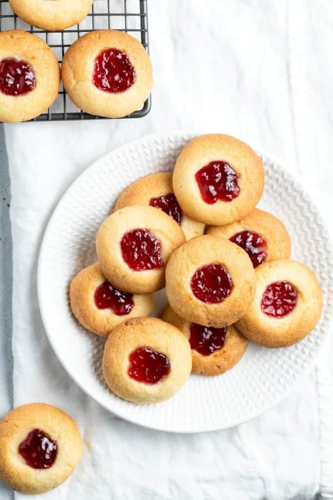 jam drop biscuits on a plate.