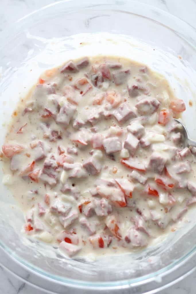 corned beef fritter batter ready to cook.