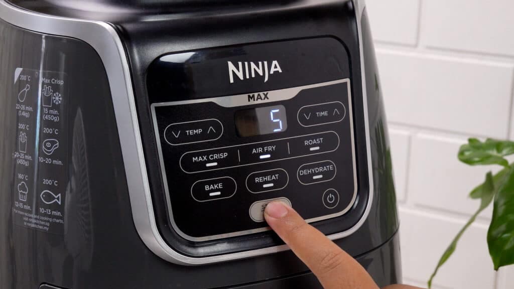 Ninja air fryer set time to 5 minutes