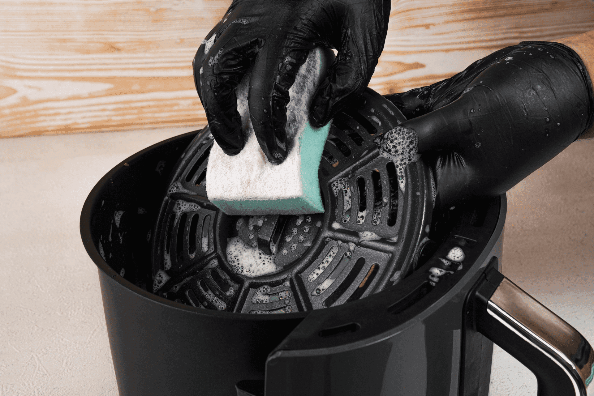 Scrub the air fryer tray