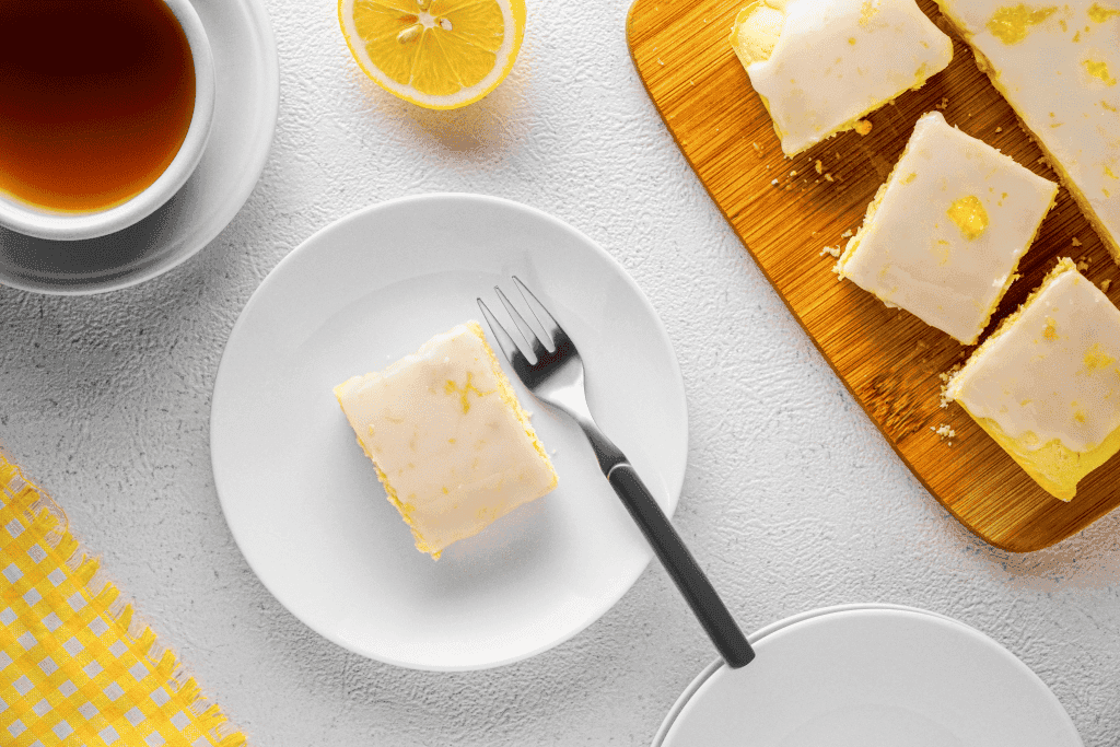 Lemon Brownies on a white plate