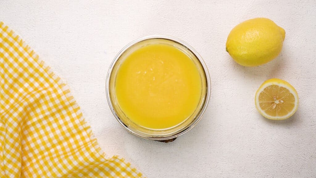 Mixture of butter and white chocolate after heating in the oven