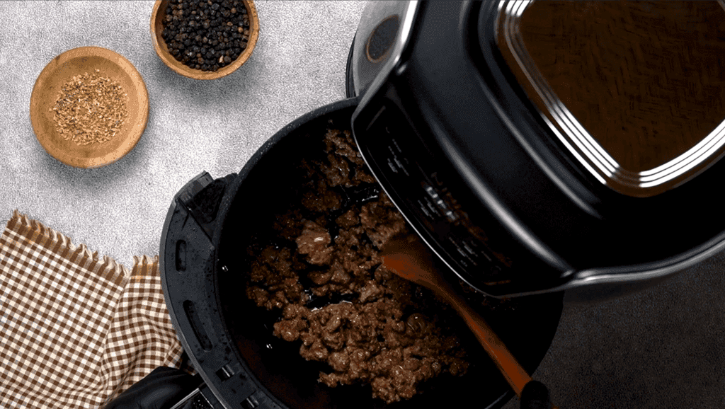 beef in air fryer basket