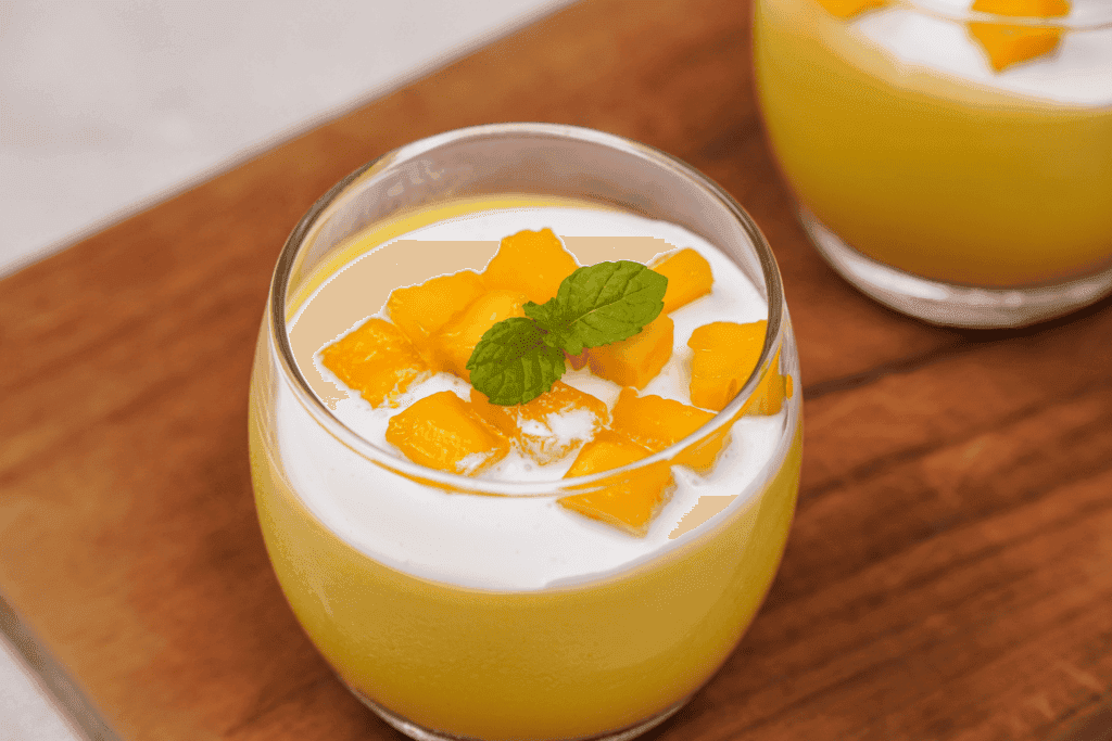 mango pudding in glass