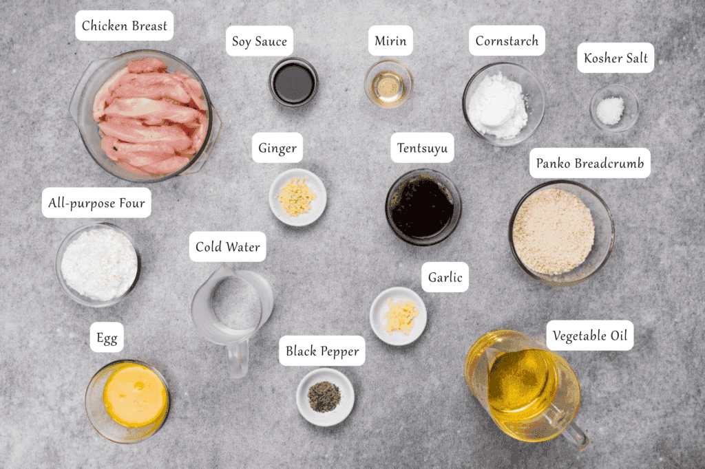 Ingredients for chicken tempura