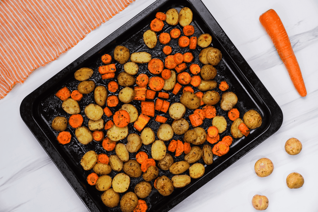 roasted potatoes and carrots