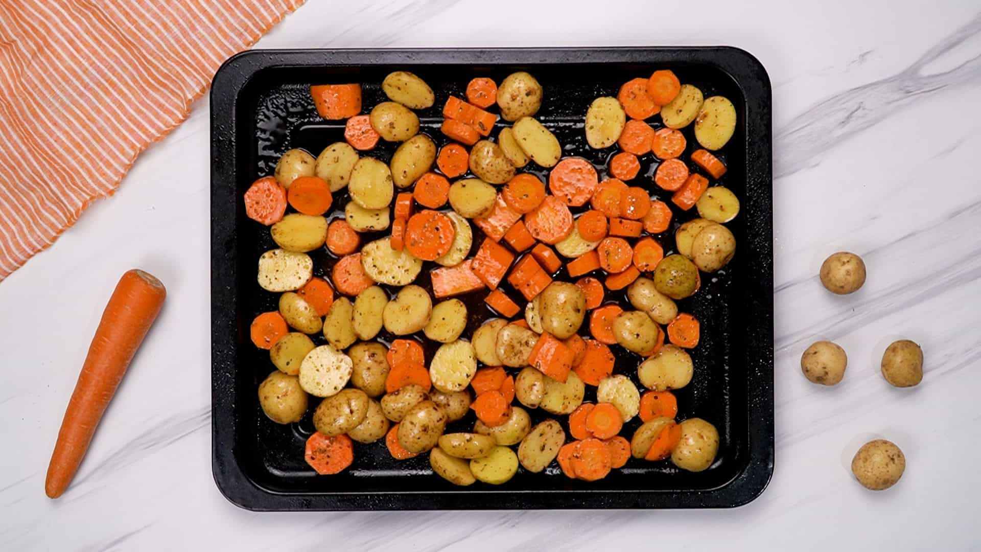 Spread the vegetables in a single layer on your prepared baking sheet. Avoid overcrowding the pan, as this can cause steaming rather than roasting.