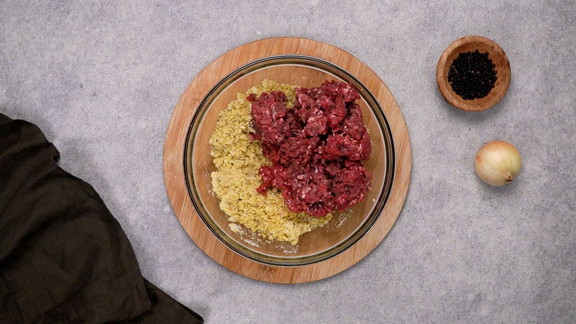 Once it’s all mixed, add the beef and gently stir until just incorporated. You don’t want to overmix.