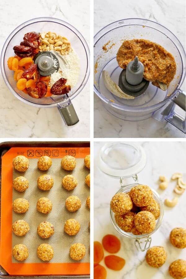 Step by Step photos on how to make No Bake Apricot Coconut Bites