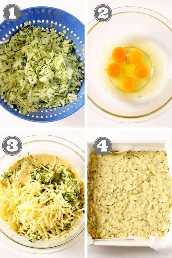 step by step photos on how to make healthy zucchini slice.