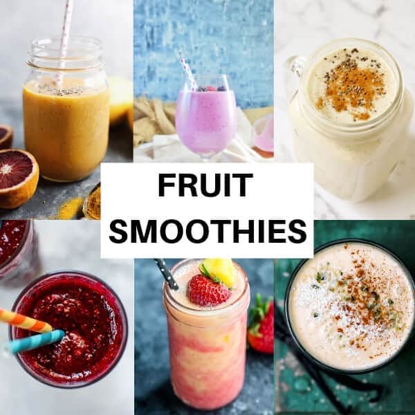 collage of fruit smoothies