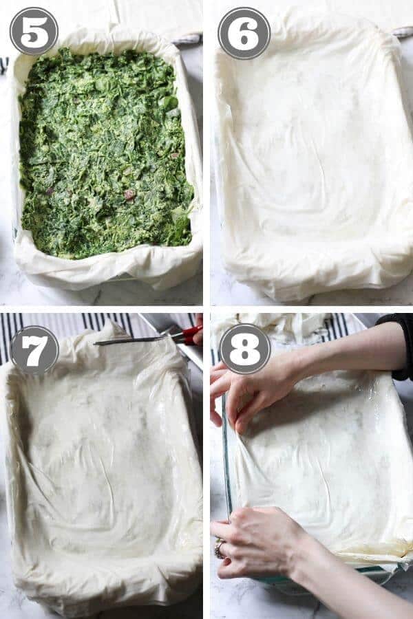 step by step photos on how to make spanakopita.
