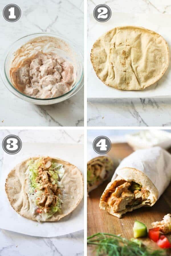 step by step instructions on how to make chicken gyros.